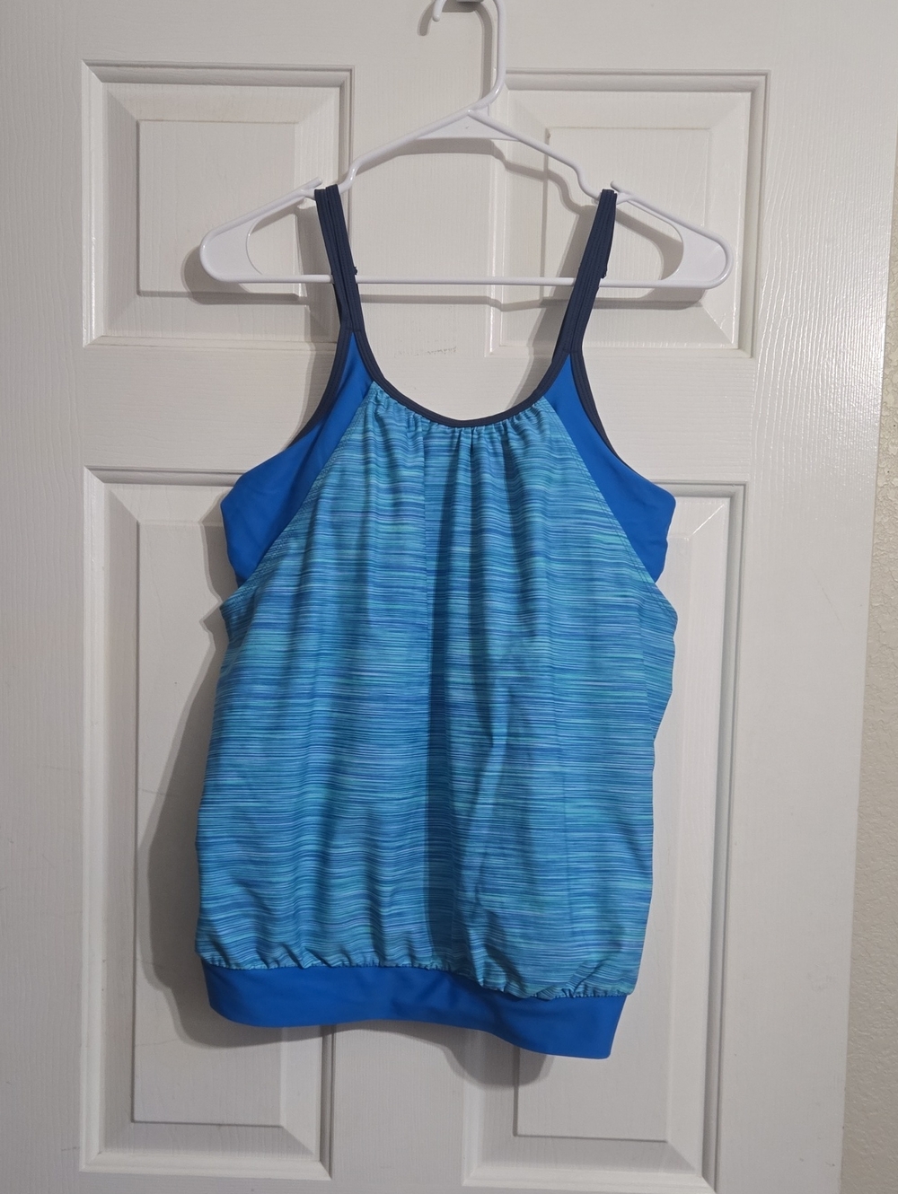 Free Country Blue Striped Swim Tankini Top